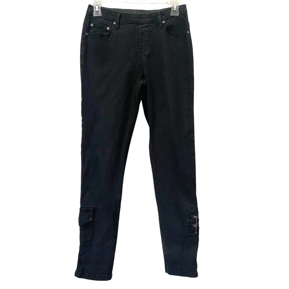 DG2 Diane Gilman Black Jeans Zipper pocket at ankles size PXS XS Petite
